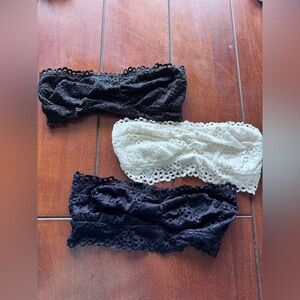 Aerie Lace Bandeau Set - Black and White